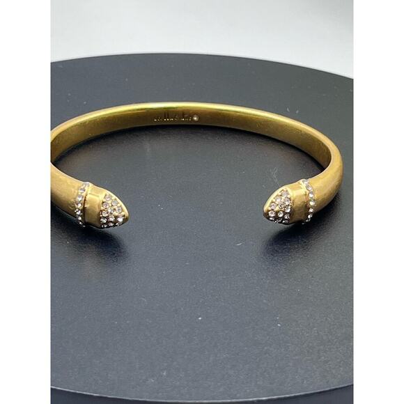 Stella & Dot Ansley Crystal Pave Semi-Shiny‎ Gold Tone Cuff Bracelet B384G - Picture 3 of 13